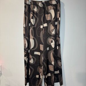 NWT Adrianna Papell Satin Abstract High Rise Wide Leg Pants Womens XL Pull‎ On